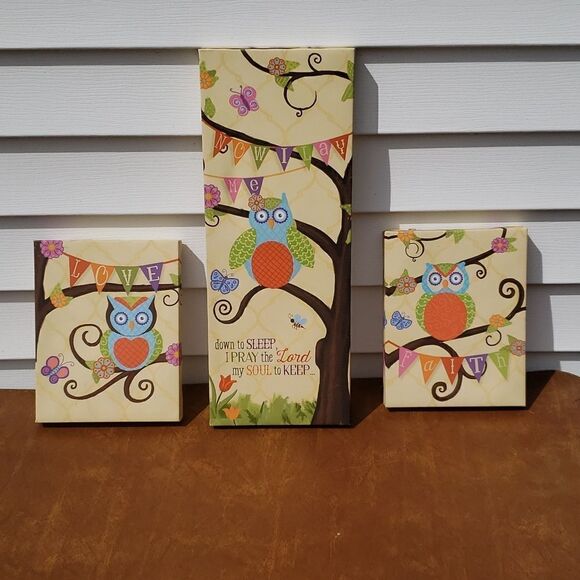 Other - EUC Cute 3 Pc Owl Kids Room Pictures Wall Decor